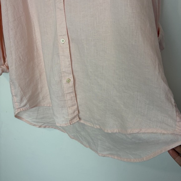 GAP Womens 100% Linen Boyfriend Shirt Light Peach Sz Large TALL Coastal Beachy - Picture 6 of 8